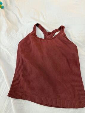 Ribbed Racerback Tank Top in Deep Maroon